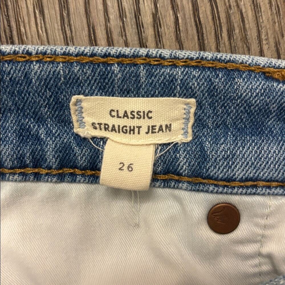 Madewell Classic Straight Light Wash Blue Denim Jeans Casual - Size 26 Inseam 26 - Picture 12 of 14